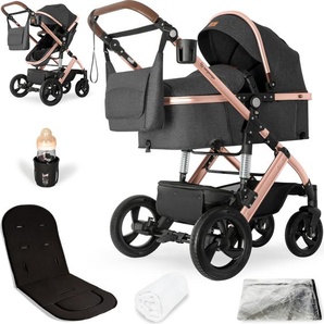 Bergsteiger Nizza 3 in 1 Kinderwagen, Kombikinderwagen Komplettset, Babywanne & Buggy Sportsitz inklusive, Auto-Babyschale & Isofix Station optional N7