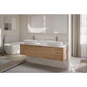 Bernstein - Waschtischunterschrank inalco 190cm Counterboard Mineralguss Eiche natur
