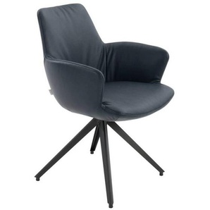 Bert Plantagie Armlehnstuhl , Anthrazit, Blau , Leder , Echtleder , Anilinleder , Stativgestell , 60x87x62 cm , Lederauswahl, Stoffauswahl, Sitzfläche 360° drehbar, Gestellauswahl, automatische Rückholfunktion , Esszimmer, Stühle, Esszimmerstühle,