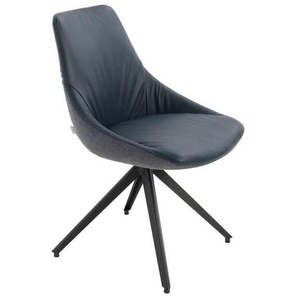 Bert Plantagie Stuhl , Blau, Grau , Textil, Leder , Echtleder , Anilinleder , Stativgestell , 55x87x62 cm , Lederauswahl, Stoffauswahl, Sitzfläche 360° drehbar, Gestellauswahl , Esszimmer, Stühle, Esszimmerstühle, Lederstühle