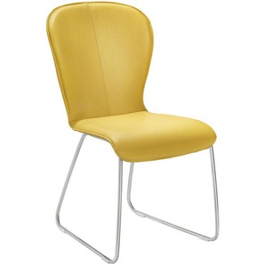 Bert Plantagie Stuhl , Gelb, Edelstahl , Metall, Leder , Echtleder , Color-Finish-Leder , Uni , Kufe , 48x91x61 cm , Lederauswahl, Stoffauswahl , Esszimmer, Stühle, Esszimmerstühle, Lederstühle