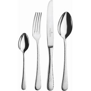 Besteck-Set PICARD & WIELPÜTZ SOLINGEN MIA Essbesteck-Sets Gr. 60 tlg., silberfarben Besteckgarnituren Hammerschlag-Optik, Edelstahl 1810