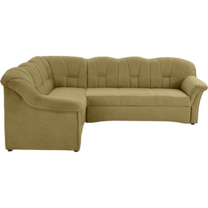 Ecksofa DOMO COLLECTION Papenburg Sofas Gr. B/H/T: 242 cm x 84 cm x 190 cm, Webstoff, langer Schenkel rechts, mit Bettfunktion, grün (grün, gelb) Ecksofas Sofas wahlweise mit Bettfunktion, Langer Schenkel links oder rechts