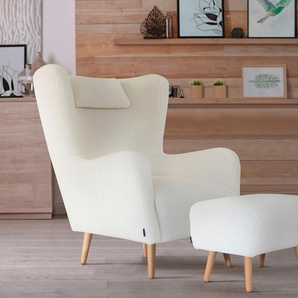 Sessel HOME AFFAIRE Telford Gr. Fellimitat, ohne Hocker, B/H/T: 77 cm x 106 cm x 92 cm, beige (creme) Ohrensessel mit Hocker Sessel wahlweise und ohne Hocker, in 4 Bezugsqualitäten