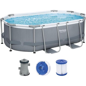 Bestway - Frame Pool 305 x 200 x 84 cm Ovaler Pool mit Kartuschenfilteranlage