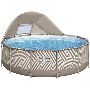 Bestway Pool, Dunkelgrau, Metall, Kunststoff, Glas, Holzoptik, 107 cm, RoHS, Freizeit, Pools und Wasserspaß, Pools, Aufstellpools