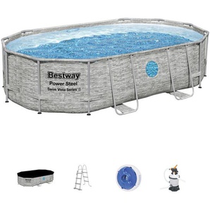 Bestway Pool, Grau, Kunststoff, Metall, 305x107x488 cm, Freizeit, Pools und Wasserspaß, Aufstellpools, Aufstellpools