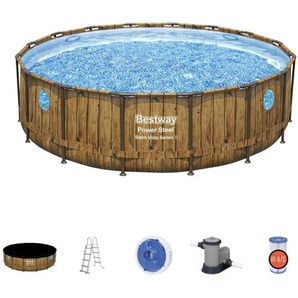 Bestway Poolset, Blau, Braun, Weiß, Metall, Kunststoff, 122 cm, Freizeit, Pools und Wasserspaß, Pools, Aufstellpools