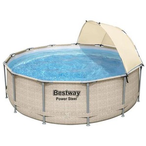 Bestway Poolset, Beige, Weiß, Kunststoff, Metall, Uni, 107 cm, Freizeit, Pools und Wasserspaß, Pools, Aufstellpools