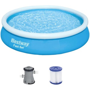 Quick-Up Pool BESTWAY Fast Set™ Schwimmbecken Gr. Ø/B/H/L: 366 cm x Breite x Höhe 76 cm x Länge, 5377 l, blau Quick-Up-Pools ØxH: 366x76 cm, mit Kartuschenfilterpumpe