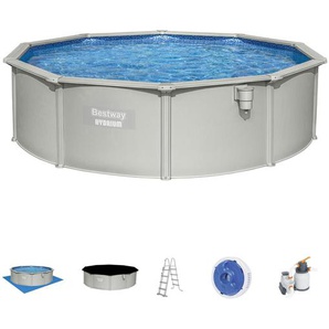 Bestway Schwimmbecken, Grau, Blau, Kunststoff, Metall, Uni, 120 cm, Freizeit, Pools und Wasserspaß, Aufstellpools, Aufstellpools