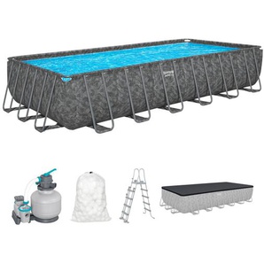 Bestway Winterfestes Frame Pool APX365 Komplett-Set mit Sandfilteranlage 732 x 366 x 132 cm marmor-optik eckig GLO691452550