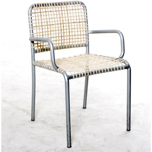 Besucherstuhl, Alu, PVC-Bespannung beige, gebrauchte Büromöbel