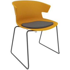 Besucherstuhl , Gelb , Kunststoff , Uni , Füllung: Schaumstoff , Kufe , 60x78x51 cm , Typenauswahl, stapelbar , Arbeitszimmer, Besucherstühle