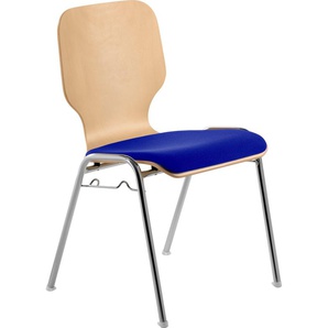 Besucherstuhl MAYER SITZMÖBEL 2116 Stühle Gr. B/H/T: 53 cm x 82 cm x 50 cm, Struktur (100% Polyester), Sitzschale Buche-Sitz und Rücken gepolstert-stapelbar (max. 10 Stühle)-Gestell Chrom + Stahl, blau (mittelblau, chrom) Bürohocker und Drehhocker