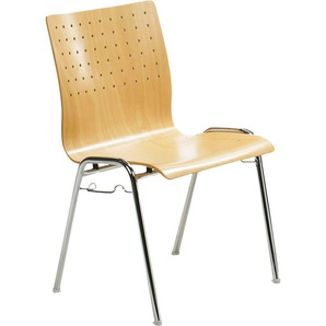 Besucherstuhl MAYER SITZMÖBEL 2117 Stühle Gr. B/H/T: 53 cm x 83 cm x 54 cm, Gestell Chrom-Sitzschale buchefarbig-ungepolstert + Stahl, braun (buche, chrom) Bürohocker und Drehhocker Stapelstuhl stapelbar bis 10 Stk.