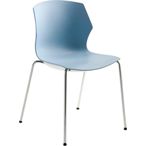 Besucherstuhl MAYER SITZMÖBEL 2510 Stühle Gr. B/H/T: 55 cm x 81 cm x 53 cm, Gestell Chrom-ohne Armlehne + Stahl, grau (graublau, chrom) Bürohocker und Drehhocker stapelbar bis 6 Stück