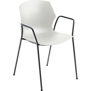 Besucherstuhl MAYER SITZMÖBEL 2510 Stühle Gr. B/H/T: 55 cm x 81 cm x 53 cm, Stahl, weiß (weiß, anthrazit) Bürohocker und Drehhocker stapelbar bis 6 Stück
