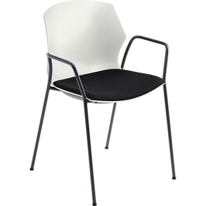 Besucherstuhl MAYER SITZMÖBEL 2511 Stühle Gr. B/H/T: 55 cm x 81 cm x 53 cm, Struktur (100% Polyester), mit Armlehnen + Stahl, schwarz (schwarz, anthrazit) Bürohocker und Drehhocker stapelbar bis 6 Stück