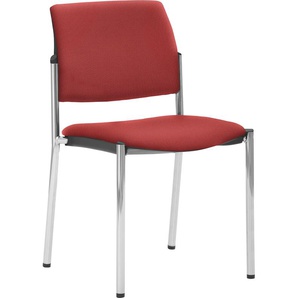 Besucherstuhl MAYER SITZMÖBEL 2518 Stühle Gr. B/H/T: 49 cm x 83 cm x 56 cm, Struktur (recyceltes Polyester), 4-Fuß-Gestell Chrom-Sitz und Rücken gepolstert + Stahl, rot (kirschrot, chrom) Bürohocker und Drehhocker stapelbar bis 6 Stück