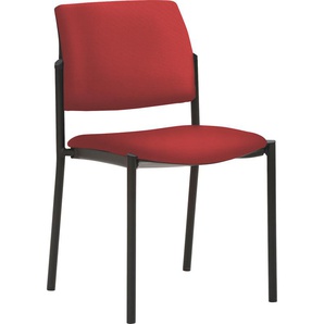 Besucherstuhl MAYER SITZMÖBEL 2518 Stühle Gr. B/H/T: 49 cm x 83 cm x 56 cm, Struktur (recyceltes Polyester), 4-Fuß-Gestell schwarz-Sitz und Rücken gepolstert + Stahl, rot (kirschrot, schwarz) Bürohocker und Drehhocker stapelbar bis 6 Stück