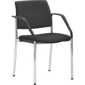 Besucherstuhl MAYER SITZMÖBEL 2518 Stühle Gr. B/H/T: 59 cm x 83 cm x 56 cm, Struktur (recyceltes Polyester), 4-Fuß-Gestell Chrom-Sitz und Rücken gepolstert-fester Armlehnen + Stahl, schwarz (schwarz, chrom) Bürohocker und Drehhocker stapelbar bis 6 Stück