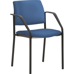 Besucherstuhl MAYER SITZMÖBEL 2518 Stühle Gr. B/H/T: 59 cm x 83 cm x 56 cm, Struktur (recyceltes Polyester), 4-Fuß-Gestell schwarz-Sitz und Rücken gepolstert-fester Armlehnen + Stahl, blau (blau, schwarz) Bürohocker und Drehhocker stapelbar bis 6 Stück
