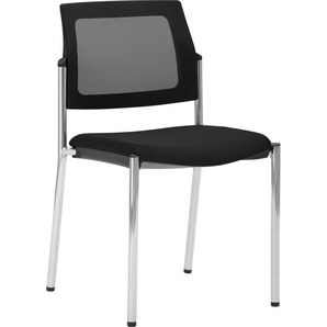 Besucherstuhl MAYER SITZMÖBEL 2519 Stühle Gr. B/H/T: 49 cm x 83 cm x 56 cm, Struktur (recyceltes Polyester), 4-Fuß-Gestell Chrom-Sitz gepolstert-Netzrücken schwarz + Stahl, schwarz (schwarz, chrom) Bürohocker und Drehhocker stapelbar bis 6 Stück