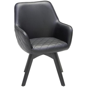 Besucherstuhl , Schwarz , Holz, Metall, Textil , Kautschukholz , massiv , eckig , 60x92x65 cm , Arbeitszimmer, Besucherstühle