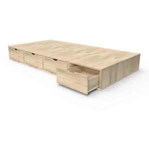 Bett 90x200 1 Platz mit Schubladen Cube Holz