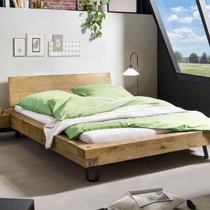 Bett Adriel, Wildeiche natur, 160x220 cm, Fußhöhe 25 cm