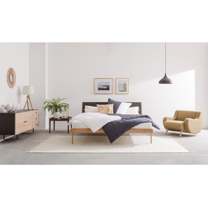 Bett Typ A 180 x 200cm Stoff Muya Braun/Grau/Eiche Eiche