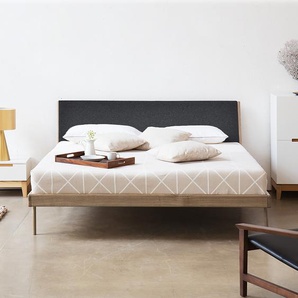 Bett Typ A 160 x 200cm Stoff Muya Braun/Grau/Beige/Eiche Hell Eiche