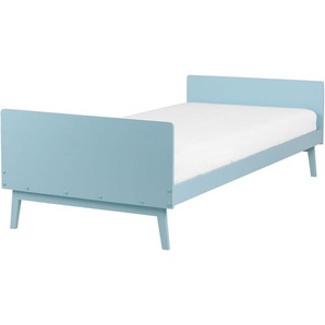 Bett Hellblau aus Kiefernholz 90 x 200 cm mit Lattenrost Einzelbett Modern Skandinavischer Stil für Jugendzimmer Kinderzimmer Schlafzimmer