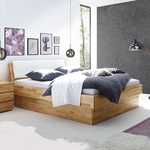 Bett Karuna, Kernbuche natur, 160x200 cm, mit Lattenrost seitlich zu öffnen