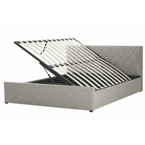 Bett Kunstleder Taupe 160 x 200 cm Bettkasten Hochklappbar Exklusive Ausstrahlung Kopfteil Elegant Romantisch