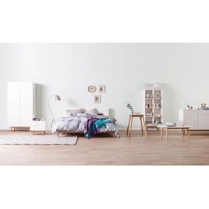 Bett - Höhe 96 cm 180 x 200cm Kopfteil & Bettgestell: Spanplatte, foliert Füße: Eiche, lackiert Weiß/Weiß Eiche