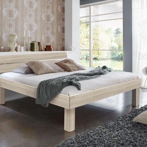 Bett Madrid Komfort, Buche weiß, 200x210 cm, Fußhöhe 30 cm - Bettrahmenhöhe 48 cm