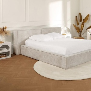 Bett mit Bettkasten - 160 x 200 cm - Cord - Beige - TIMANO von Pascal Morabito