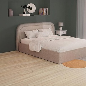 Bett mit Bettkasten - 200 x 200 cm - Bouclé-Stoff - Beige - FIREZA