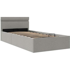 Bett mit Bettkasten Hydraulisch led Hellgrau Stoff 100x200 cm Vidaxl
