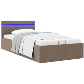 Bett mit Bettkasten Hydraulisch mit LED Taupe Stoff 90x200 cm
