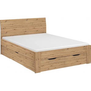 Bett RAUCH Flexx Betten Gr. Liegefläche B/L: 140 cm x 200 cm Betthöhe: 41 cm, kein Härtegrad, ohne Matratze, braun (eiche artisan) Betten mit Bettkasten