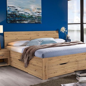 Bett RAUCH Flexx Betten Gr. Liegefläche B/L: 180 cm x 200 cm Betthöhe: 41 cm, kein Härtegrad, ohne Matratze, braun (eiche artisan) Betten mit Bettkasten inklusive Schubkästen