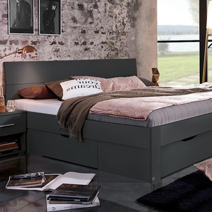 Bett RAUCH Flexx Betten Gr. Liegefläche B/L: 180 cm x 200 cm Betthöhe: 41 cm, kein Härtegrad, ohne Matratze, grau (graumetallic) Betten mit Bettkasten inklusive Schubkästen
