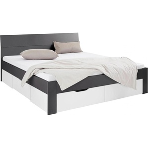 Bett RAUCH Flexx Betten Gr. Liegefläche B/L: 180 cm x 200 cm Betthöhe: 41 cm, kein Härtegrad, ohne Matratze, weiß (graumetallic, weiß) Betten mit Bettkasten