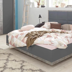 Bett RAUCH Siegen Betten Gr. Beton-Optik, Liegefläche B/L: 180 cm x 200 cm, kein Härtegrad, grau (graumetallic) Bett Bettgestell Bettgestelle Betten mit Polsterkopfteil