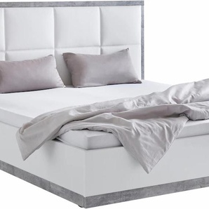 Bett RAUCH Siegen Betten Gr. Beton-Optik, Liegefläche B/L: 180 cm x 200 cm, kein Härtegrad, weiß Bett Bettgestell Bettgestelle Betten mit Polsterkopfteil