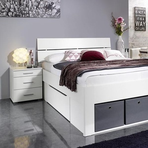 Bett Scala, alpinweiß, 140 x 200 cm, 2 Schubkästen, 3 Stoffkisten