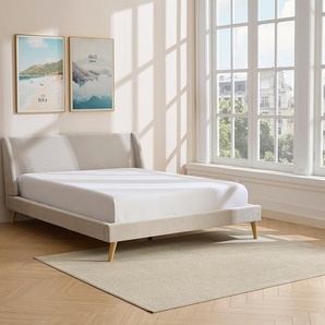 Bett - Skandinavischer Stil - 160 x 200 cm - Stoff - Beige - BENEDICTE